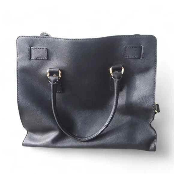 Michael Kors Hamilton Large Saffiano Leather Tote Bag Purse Black / Gold OS - Picture 3 of 11